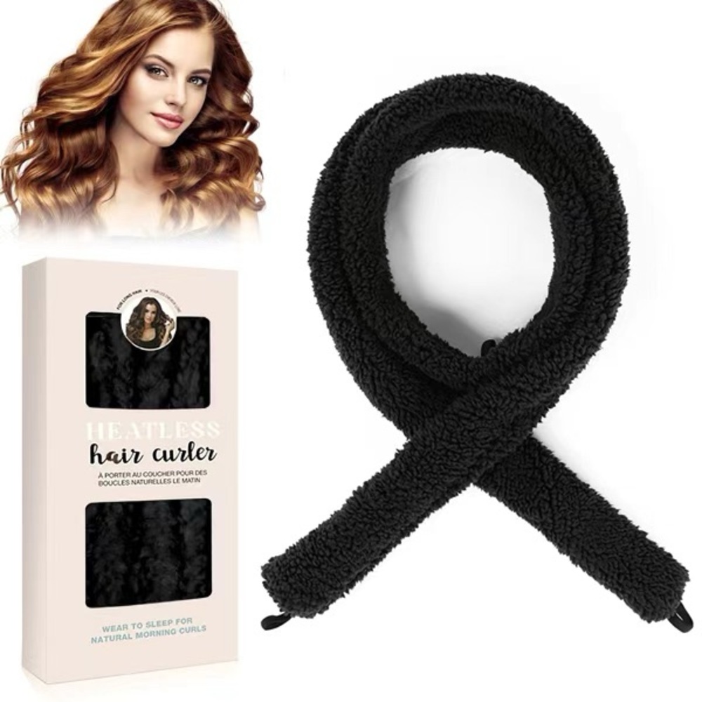 Black Heatless Hair Curler, Lazy Natural Soft Wave DIY Curls, Curling Tool